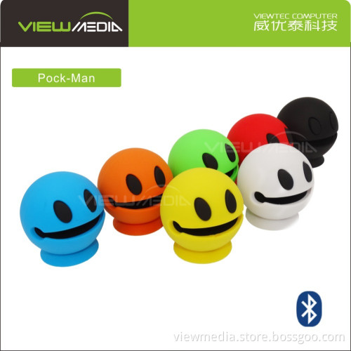 2016 new arrival smile cartoon hands free phone Bluetooth speaker with suction holder